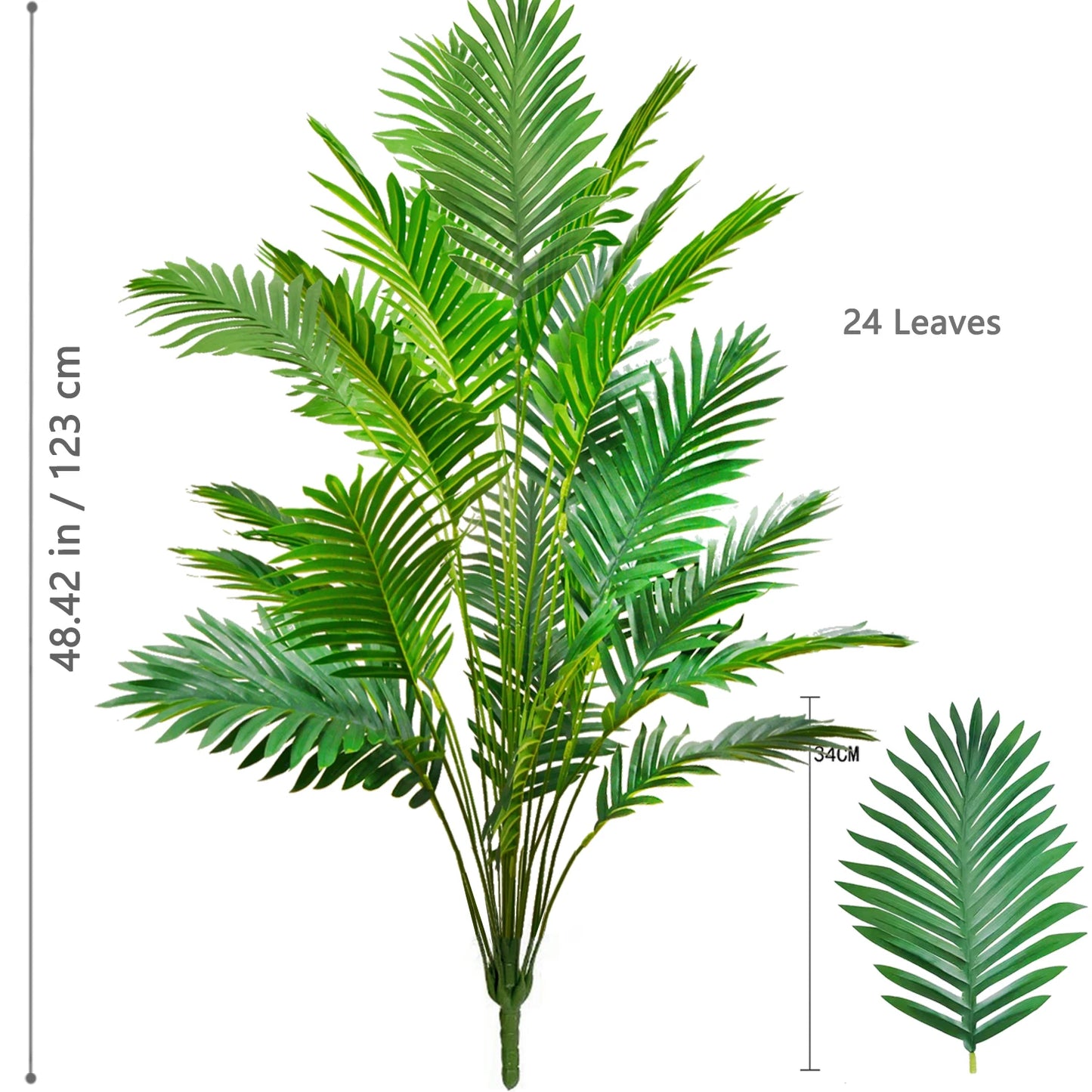52-145cm  Artificial Palm Tree Tropical Fake Plant Green Plastic Palm Leaf Branches Suitable for Home Garden Decoration