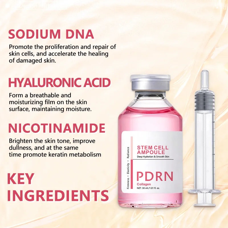 Stem Cell Serum PDRN Ampoule Collagen Moisturizing Anti-Aging Essence Reduce Fine Lines Wrinkle Tighten Brighten Face Skin 1PCS