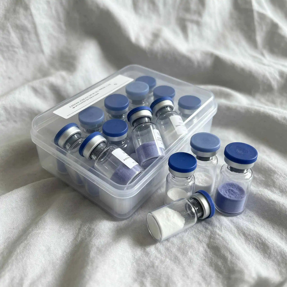 (Cap Color Varies) High-Quality Lyophilized GHK-Cu Copper Powder (50mg & 100mg) — 1 Box / 10 Vials: Repairs Skin Damage, Hydrate
