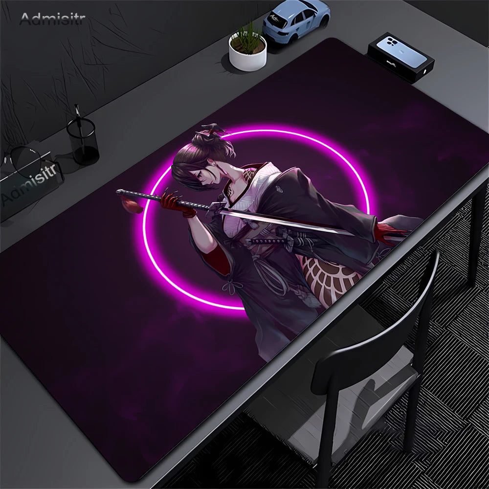 XXL Mouse Pad PC Purple Anime Girl Gamer Mousepad Laptop Computer Keyboard Accessories Mouse Mat Rug Extended Desk Mats 50x100cm