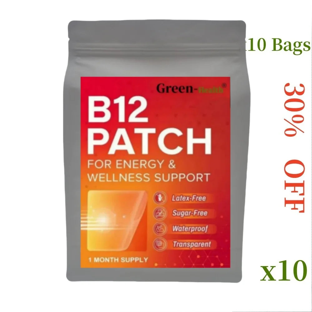 A5YE  Daily B12 Patch Transdermal Self-Adhesive Natural Blend 30 Count for 1 Month Supply of Vitamin B12 Patches
