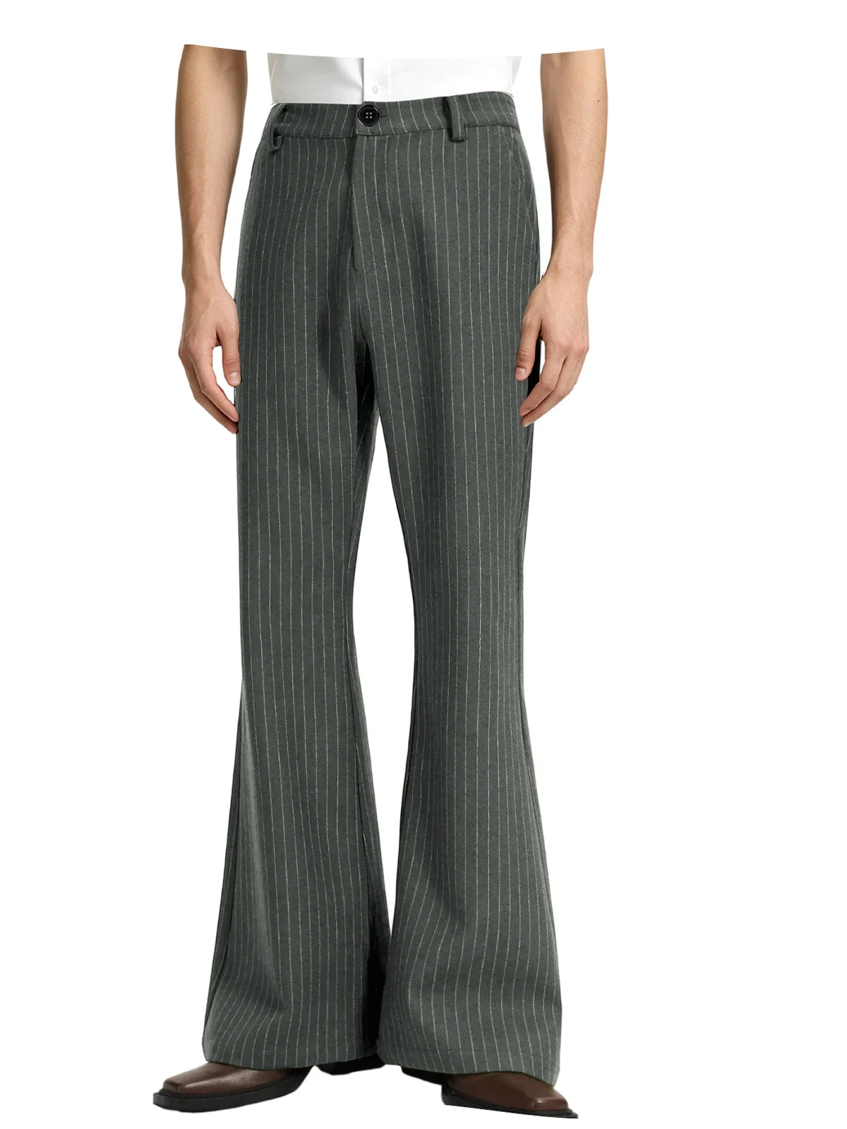 Men's Pinstripe Bell Bottom Pants High Waist Vintage Striped Flared Trousers 60s 70s Disco Outfits for Men Nightclub Party Dance