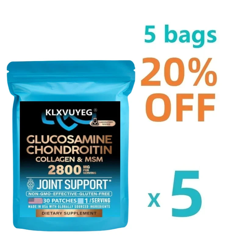 Glucosamine Chondroitin Msm Collagen, Joint Support Supplement 2800 Mg, Flexibility Nutritional Vitamins, 30 Transdermal Patches