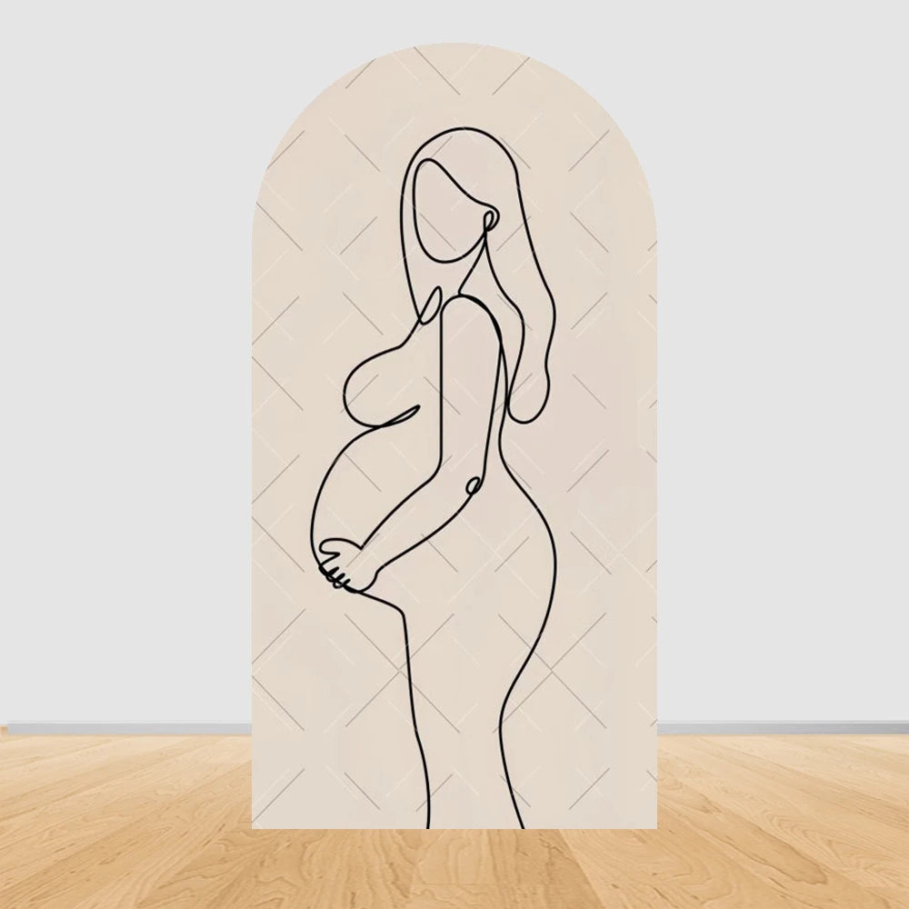 Pregnant Women Theme Arched Elastic Background Cover Welcome Baby Bear Flowers Baby Shower Photography Background Wall Decor