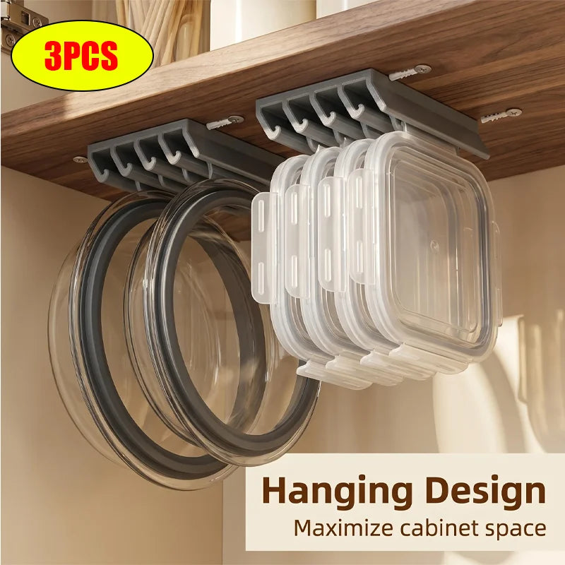 Space Saving Under Cabinet Lid Storage Rack Wall Mount Multi-Slot Sturdy Holder For Kitchen Sturdy  Container Lids Holder