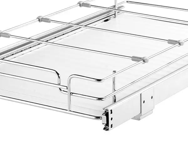 12.5"Wx16.5"Dx3.5"H Pull Out Cabinet Organizer, Heavy Duty Slide Out Pantry Shelves, Steel Roll Out Drawers, Sliding Drawer Storage for Home Under Sink, 14"Wx17.5"Dx7"H Install Size for Cabinet