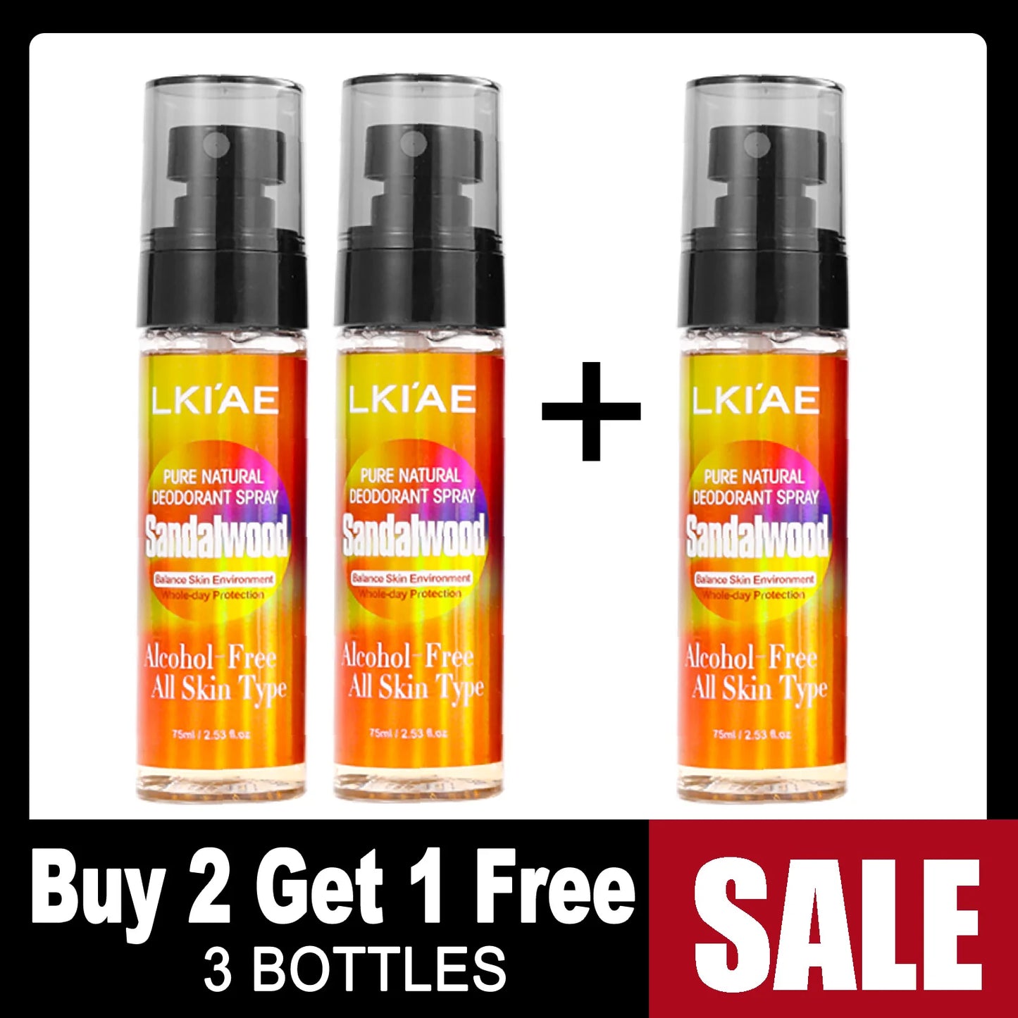 LKIAE Natural Deodorant Body Spray, 12H Antiperspirant And Odor Control, Formulated Without Alcohol, For Women & Men