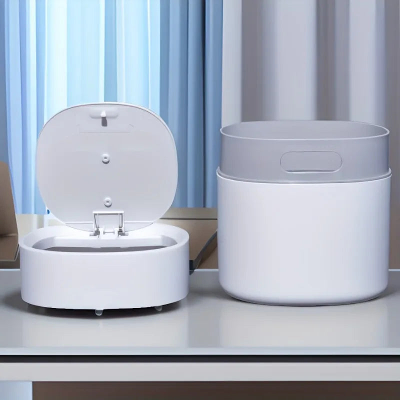 1pc Mini Desktop Trash Can, Small Table Top Plastic Covered Garbage Bin for Desk Top