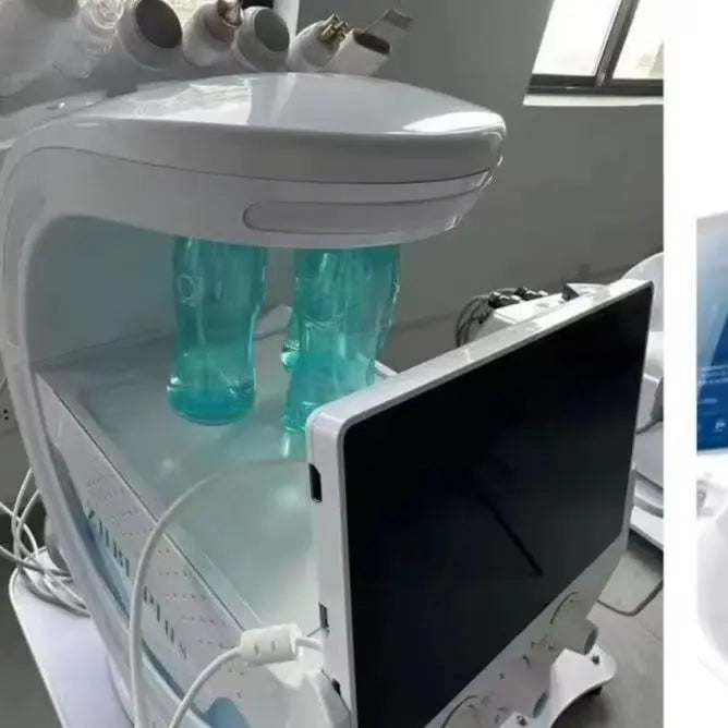 Home Salon 7 Functions Ice Blue Facial Beauty Machine Skin Detox Hydration Ultrasonic Lifting Microdermabrasion Skin Care Equipm