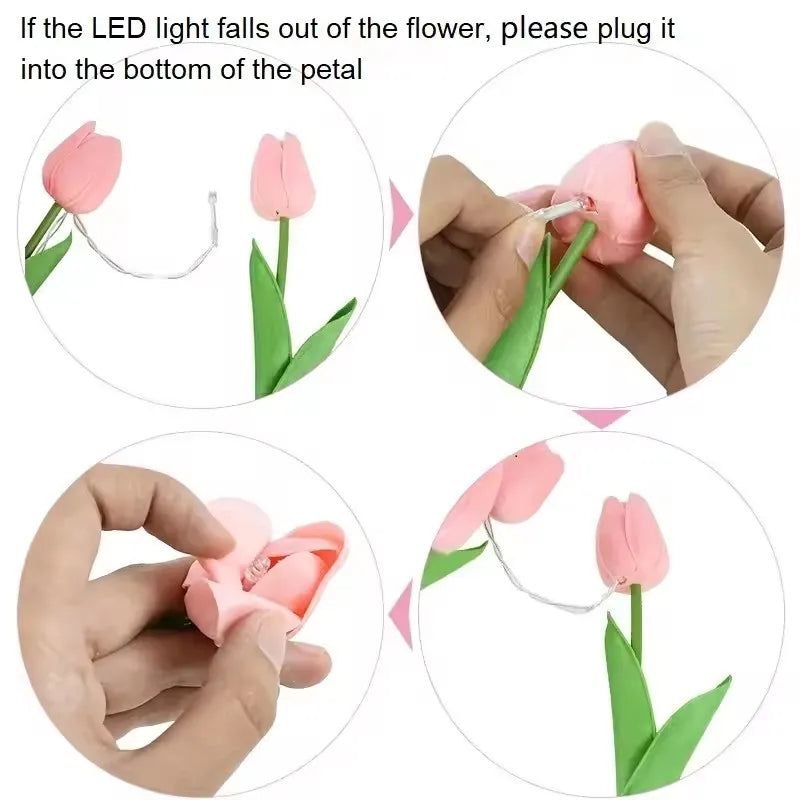 5/10pcs LED Tulips Bouquet Night Light for Home Garden Artificial Flowers PU Tulip Fake Flower Decoration Wedding Birthday Gift