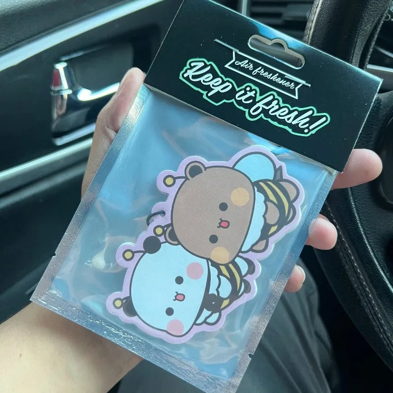 BUBU & DUDU cute bear car freshener pendant — fits vents, mirrors,Great as a scent strip, mirror charm