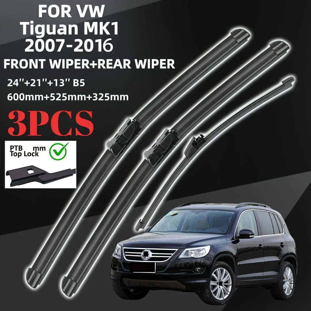 Suitable for Volkswagen Tiguan MK1 2007-2016 Model Front and Rear Wiper Blade Set- Front Windshield/Window 24"+21"+13"