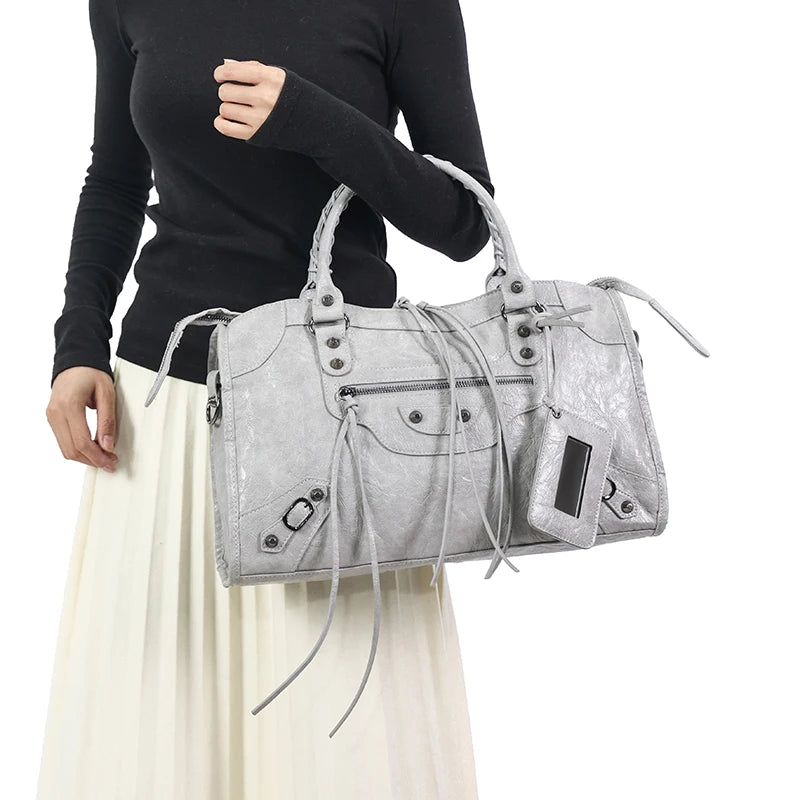 2026 Autumn and Winter Handbag Crossbody Large Capacity City Motorcycle Shoulder Bag Tote Bag for Women Luxury Designer