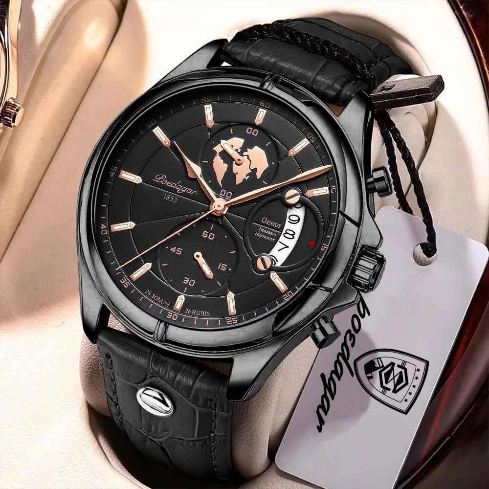 POEDAGAR Luxury Original Man Watch Chronograph Date Waterproof Men Wristwatch