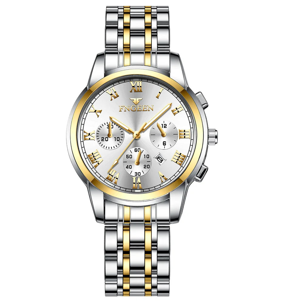 FNGEEN Luxury Quartz Watch Women Elegant Stainless Steel Watch Luminous Waterproof Date Wristwatch Ladies Dress Watch  Ms4006