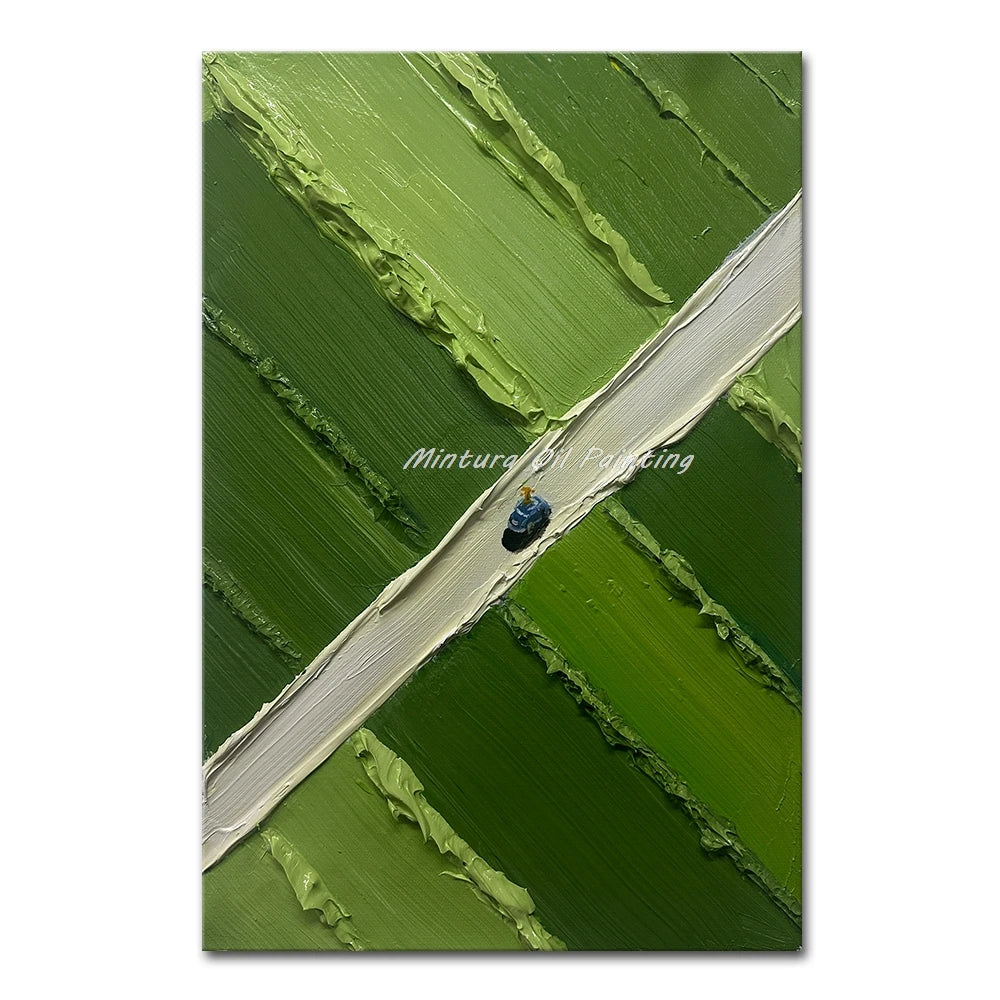 Mintura,Handpaintd Abstract Texture Green Tennis Court Oil Painting on Canvas,Modern 3D Knife Art Poster,Wall Picture,Home Decor