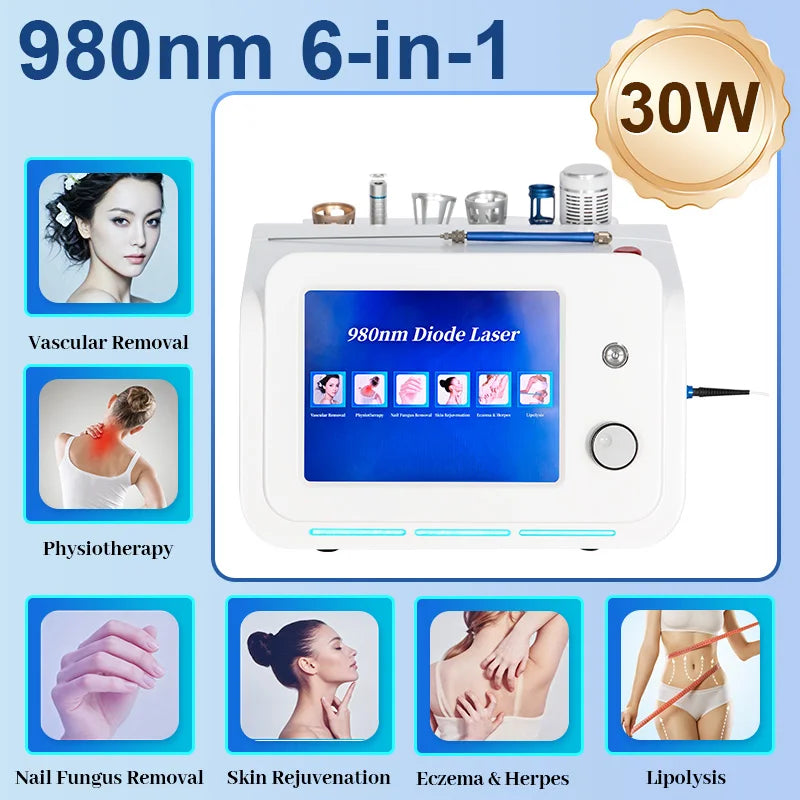 Salon Use 6 in 1 980nm Diode Lase Machine Lipolysis Vascular Improvement Nail Care Skin Rejuvenation Professional Commercial