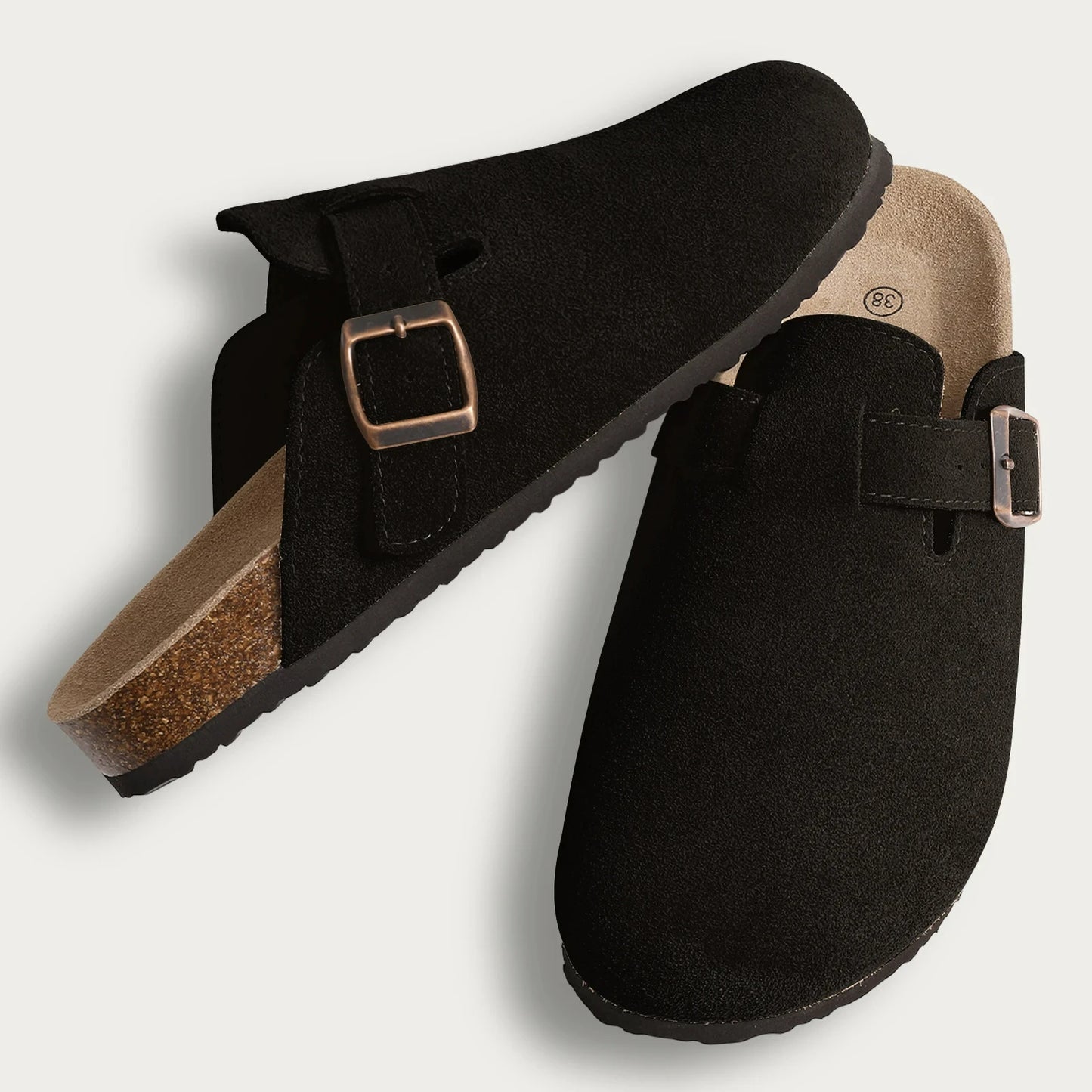 Crestar Cork Suede Mules Slippers For Women Fashion Men Clogs Shoes Classic Cork Antislip Outdoor Slippers With Arch Support
