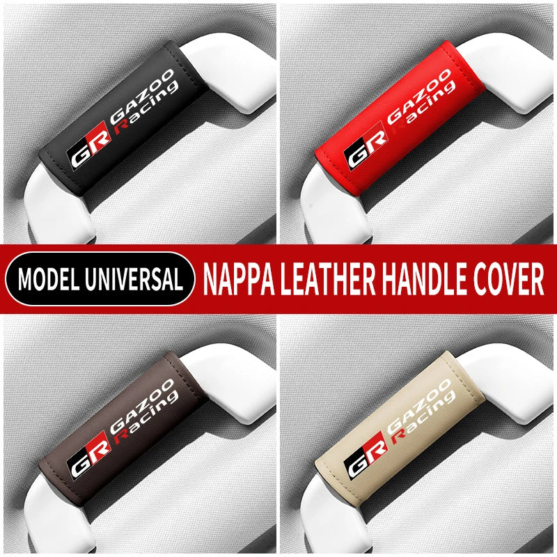 1PC Leather Car Roof Armrest Pull Gloves Door Handle Protection Cover For Gr Gazoo Racing