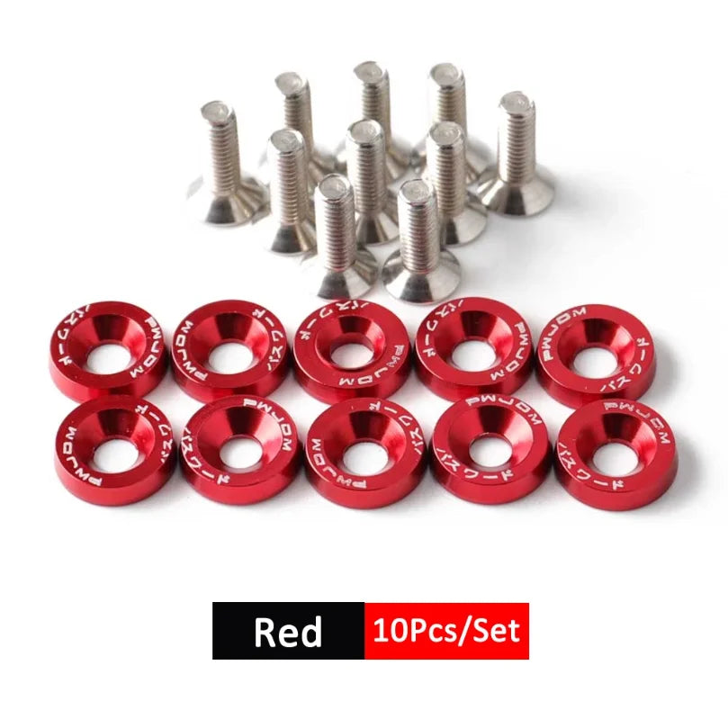 1Set Billet Aluminum Fender Bumper Washer Bolt Engine Bay Screw Dress Up Kit JDM M6x20mm Bolts  2026   NEW