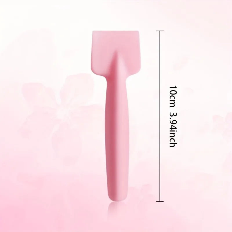 3Pcs Pink Silicone Facial Mask Brush with Spatula Shovel Type Design for Even Application Face Sensitive Skin Skin Care Tool