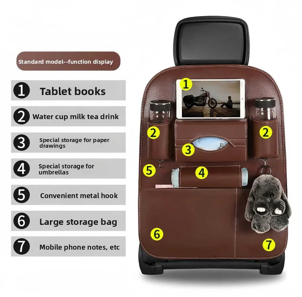 KASYPHE 2026 New Car Seat back Storage Organizer Bag Universal PU Leather Multifunction Storage Box Stowing Tidying Pocket Auto