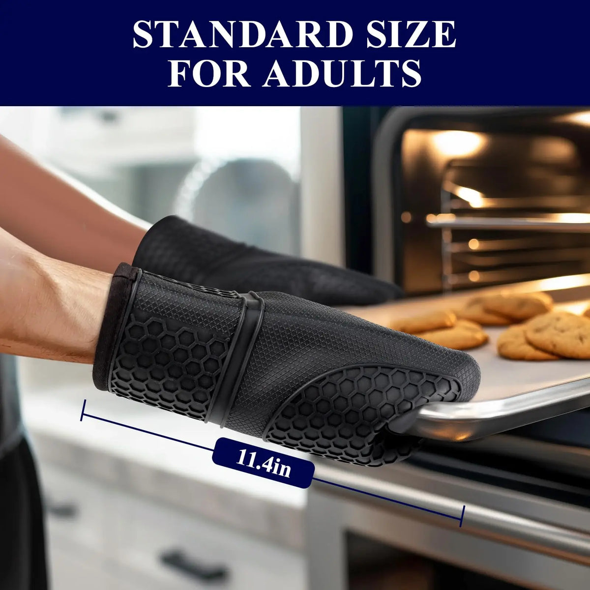 Silicone oven mitts, set of 2, heat resistant oven mitts with soft lined kitchen essential gadgets make a great gift for cooking