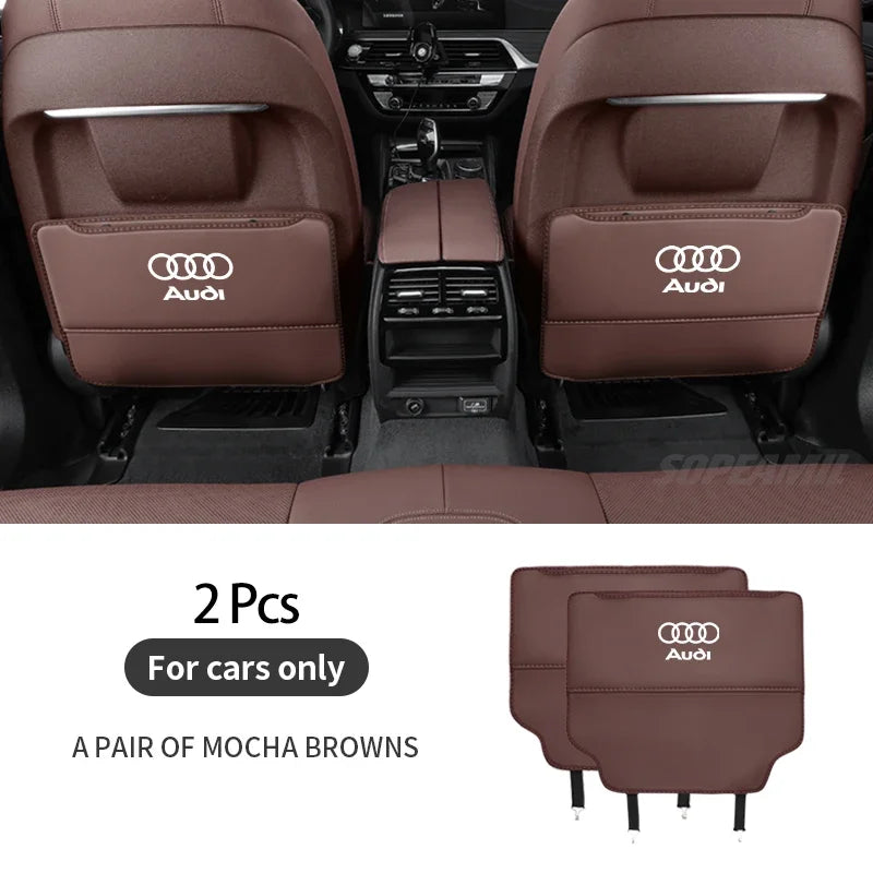 For Audi A3 A4 A5 A6 A7 A8 RS3 RS4 RS5 RS6 S3 S4 S5 Q3 Q5 Q7 Q8 Car Seat Back Storage Bag Rear Backrest Protection Anti-kick Pad