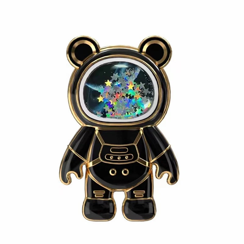 Quicksand Space Bear Phone Stand Holder For Samsung XIAOMI HUAWEI iPhone OPPO Case Cartoon Mobile Phone Sticker Holder Bracket