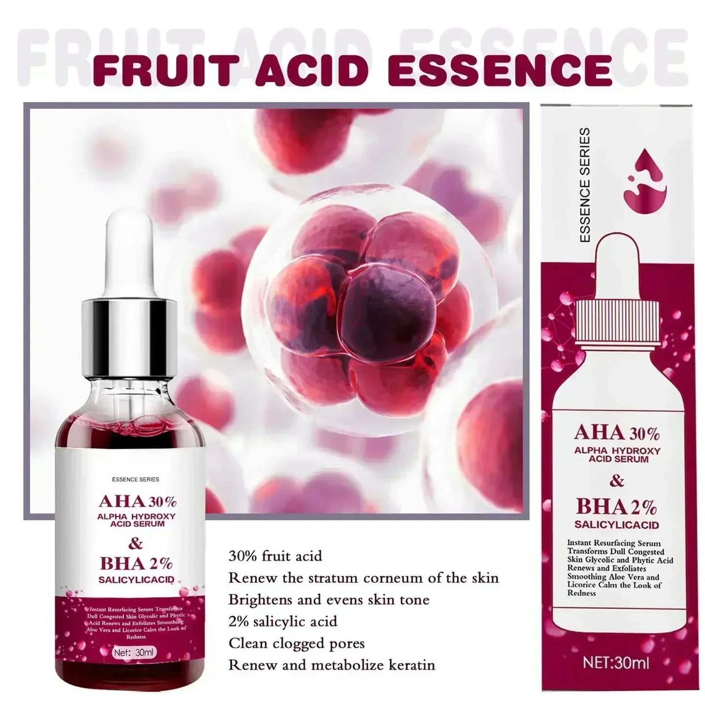 2495  Shrink Pores Serum Salicylic Fruit Acid Face Remove Blackheads Oil Control Gel Whitening Moisturizing Smooth Skin Care Pro