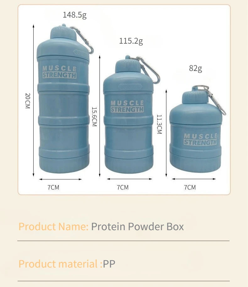 3-layer Portable Protein Powder Box Funnel Powder Box Fitness Supplement Bottle Handle Layered Storage Medicine Box Snack Can