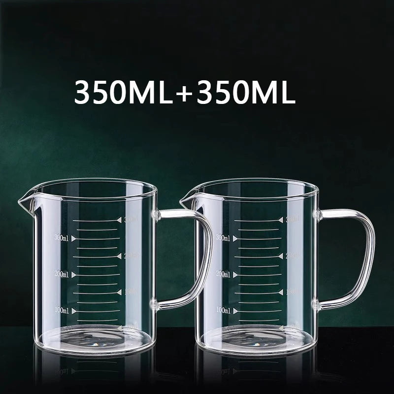 YWDL 1/2pcs Glass Measuring Cup With Handle Heat-resistant Laboratory Beaker Kitchen Milk Coffe Measuring Mug 250/350/500/1000ml