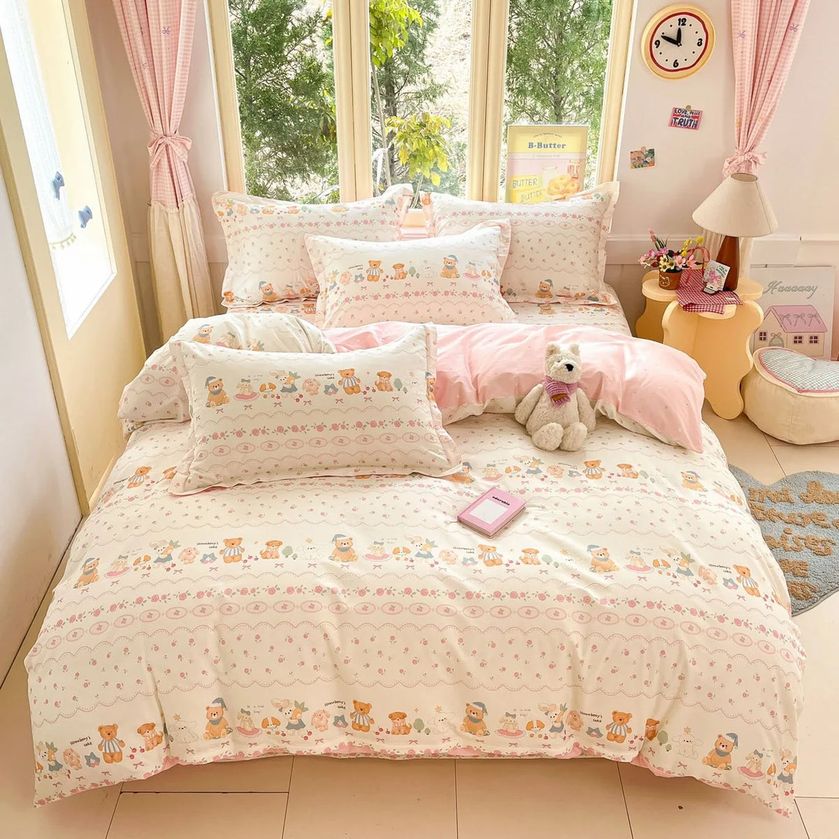 High Quality 100% Cotton Floral Duvet Cover Set Soft Breathable Queen King Bedding Set with Quilt Cover Fitted Sheet Pillowcases