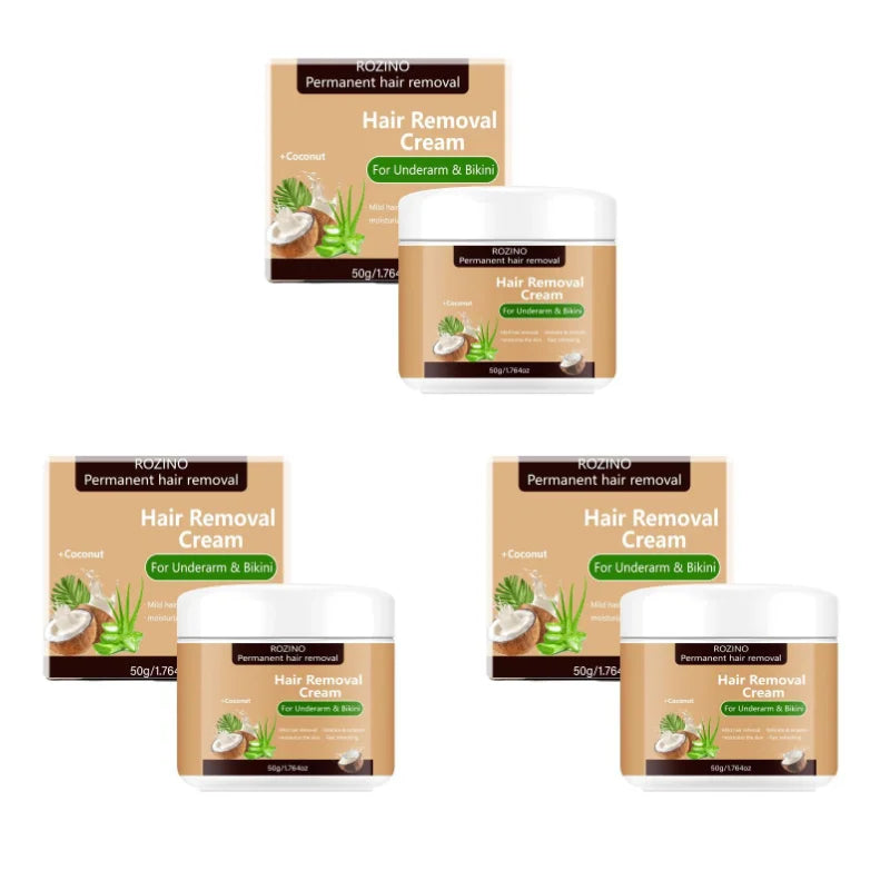 One application lasts for three months, 50g coconut hair removal cream, instant hair removal, non-irritating to the skin, smooth and residue-free semi-permanent hair removal, suitable for hair removal on lips, armpits, legs,