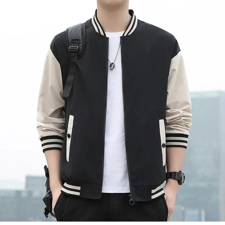 Spring Autumn Men Baseball Jacket Stand Collar Korean Style Casual Jackets And Coats Male Slim Fit Bomber Jacket 5XL