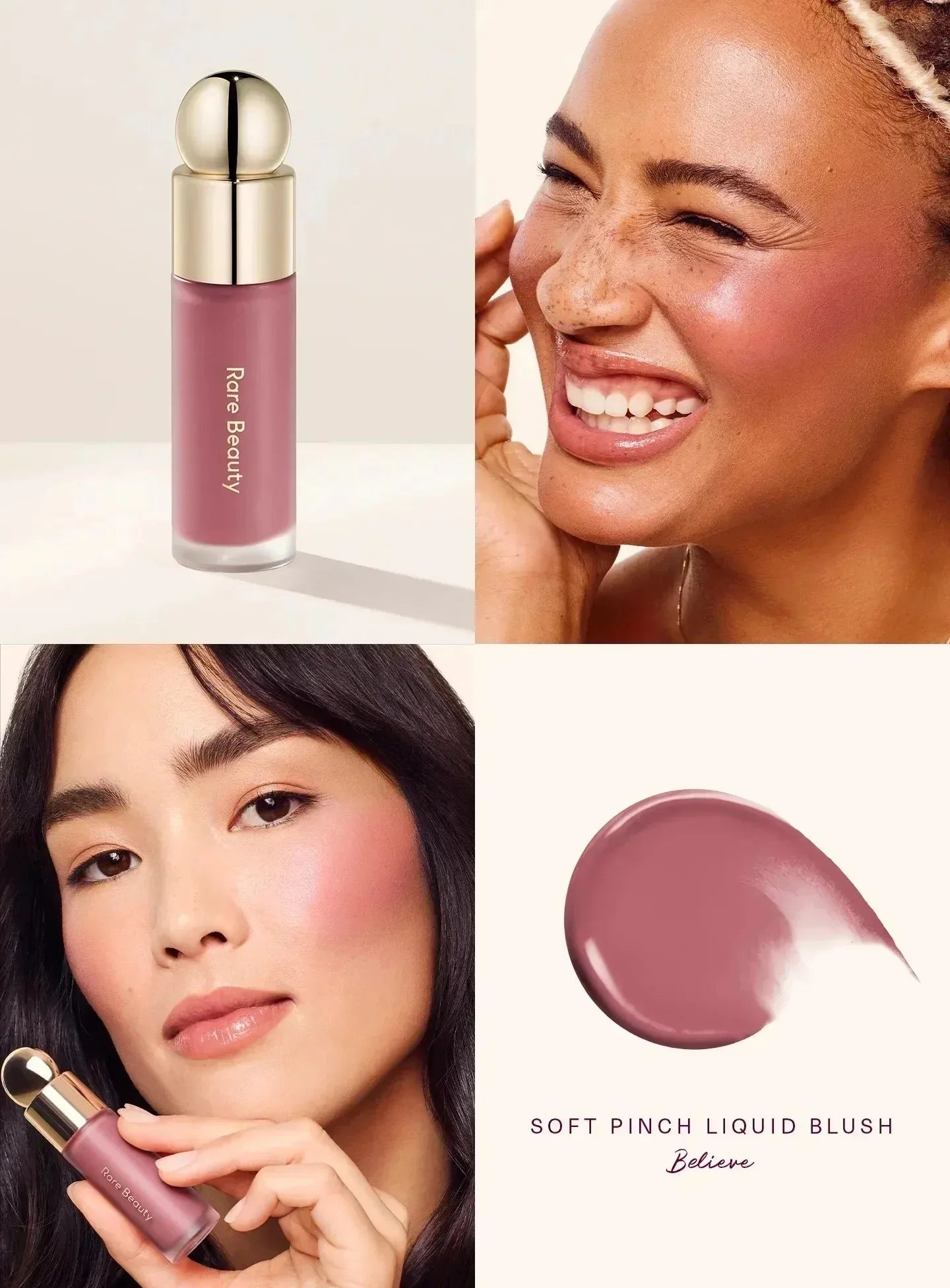 Rare Beauty Liquid Blush Shimmer Powder Blush Elastic Blush Easy-to-Blend Blush Lipstick Highlighter Long-Lasting Makeup Natura