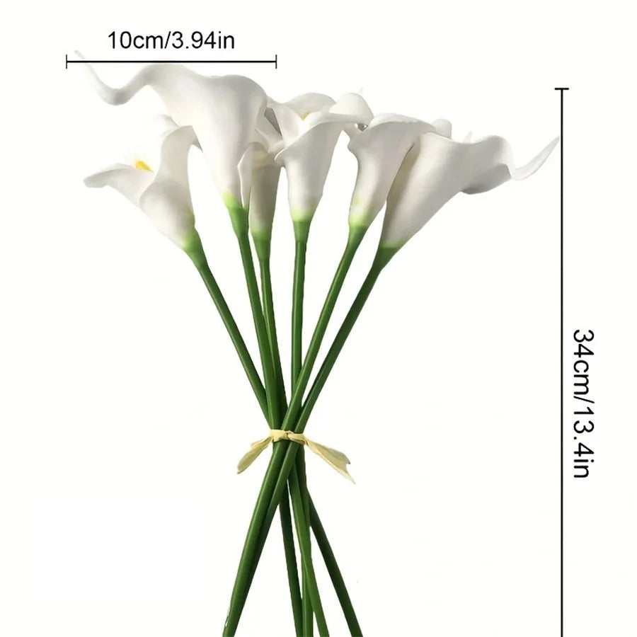 10PCS Artificial Flowers Calla Lily Faux PU Fake Flowers for Weddings Bouquet Bridal Shower DIY Bridal Bouquets Home Party Decor
