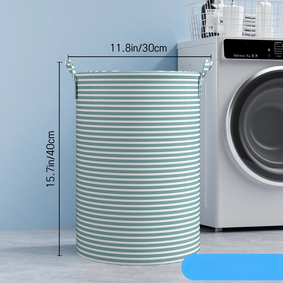 Foldable Minimalist Striped Laundry Basket Multi Use Collapsible Storage Organizer for Bathroom Bedroom Toy Clothes Home 1 Pack
