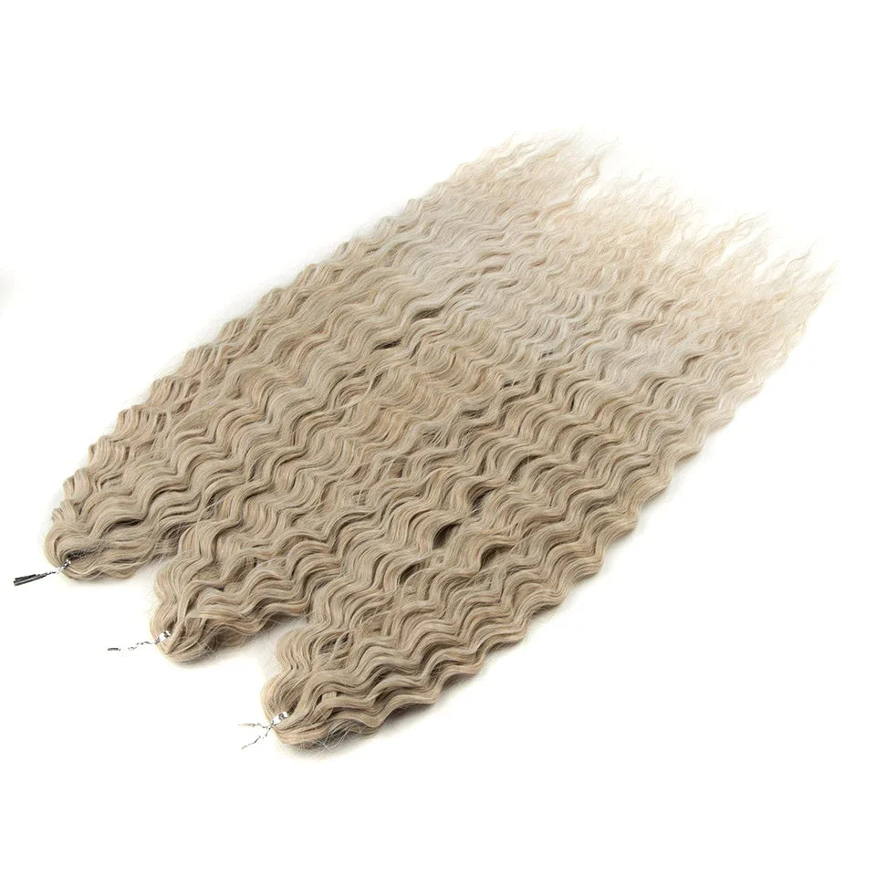LOVE ME 22 Inch 300g/3pcs Ariel Curl Hair Water Wave Twist Crochet Hair Synthetic Ombre Rainbow Color Braiding Hair Extensions