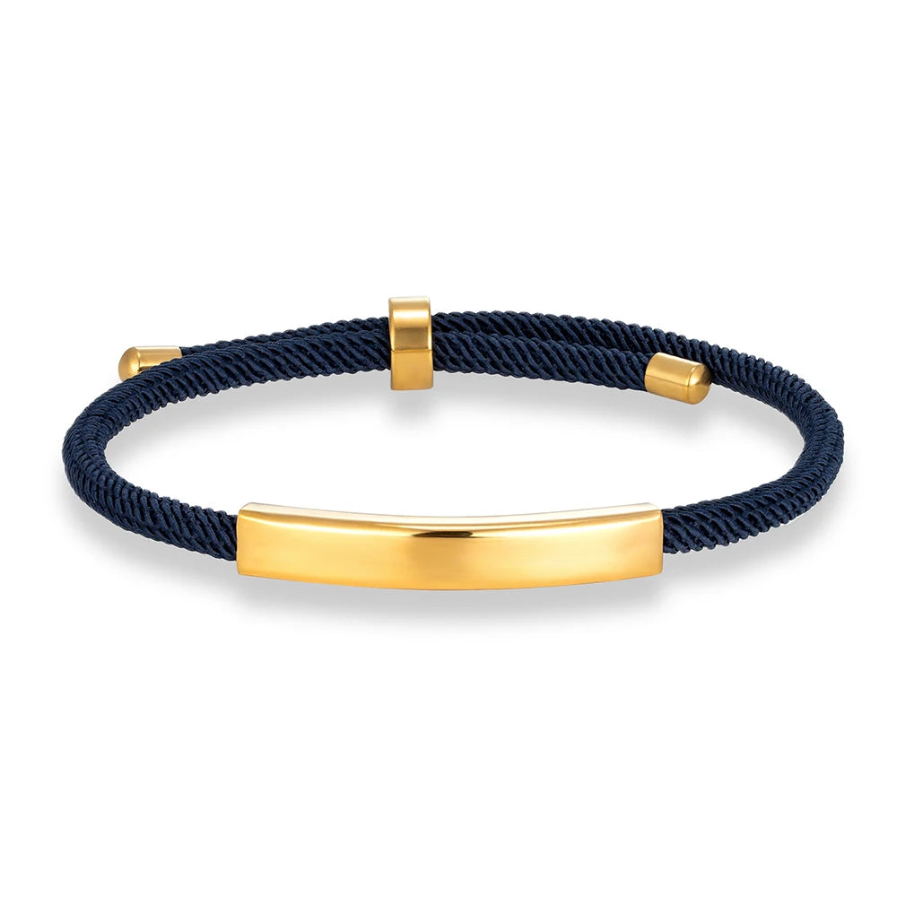 MKENDN Punk SOS Custom logo Name Engrave Text Rope Bracelet customize Stainless Steel Bracelets For Women Men ID Bracelet