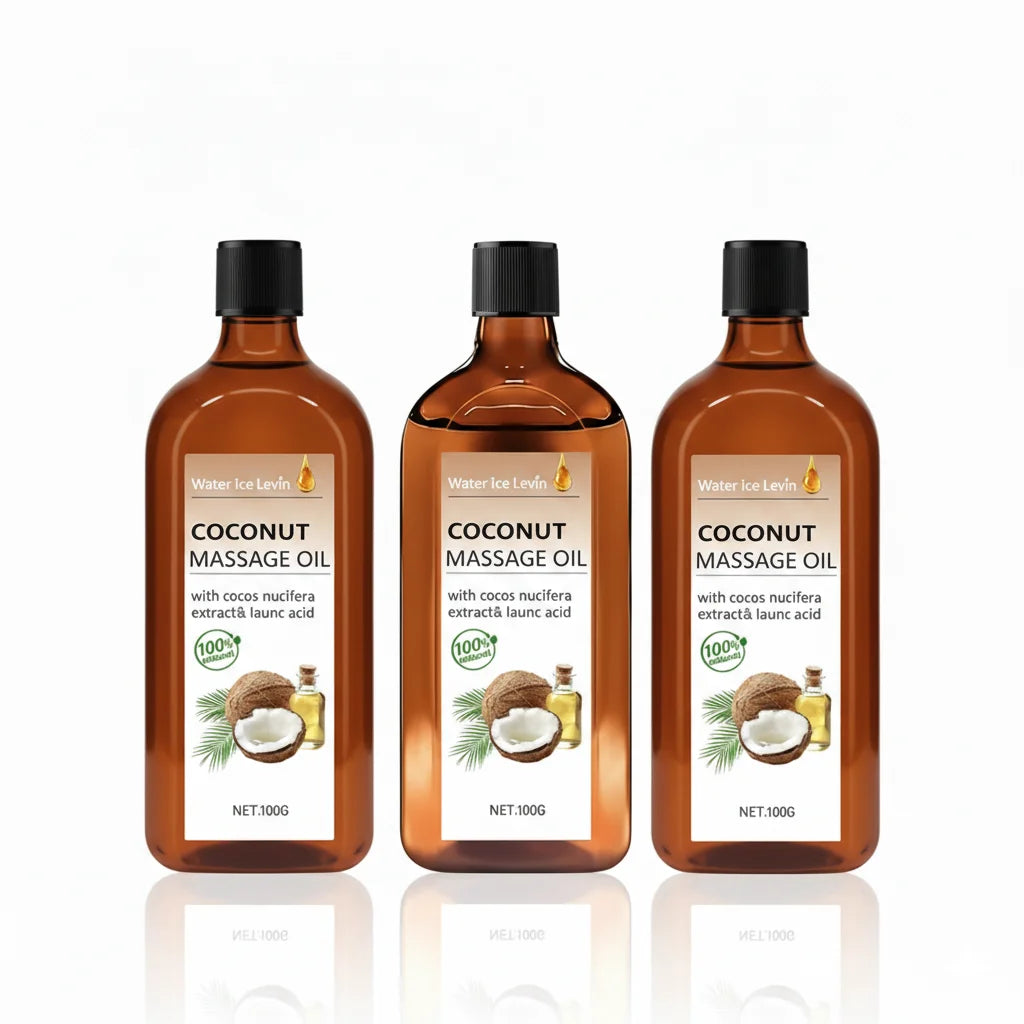 Coconut Massage Oil. Non-Greasy Hydration. Natural Cocos Nucifera Extract. Lauric Acid Moisturizer. Nourishing Fast Absorption.