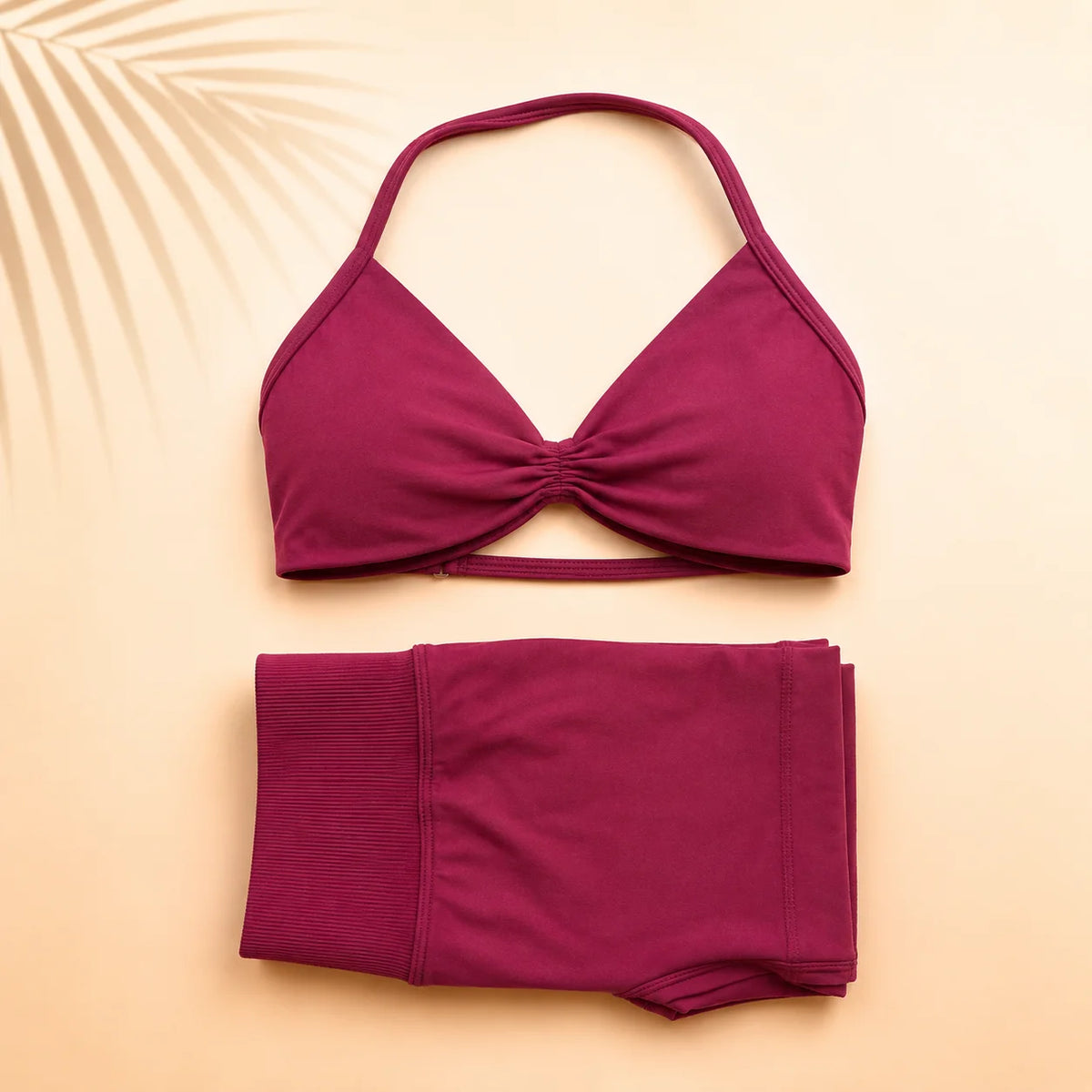 Women Yoga Set Ruched Sports Bra High Waist Shorts 2 Piece Workout Outfit Gym Fitness Activewear Seamless Training Set