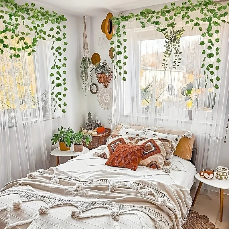 3pcs Artificial Green Ivy Vine Lifelike Faux Hanging Plant for Bedroom Wall, Wedding Indoor Outdoor Decor, Patio Decoration