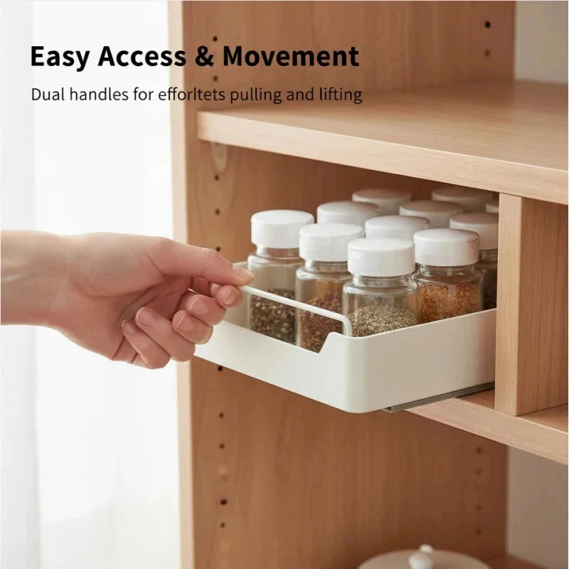 Under Sink Cabinet Pantry Storage Tray Rack Sliding Pull Out Drawer Organizer Space Saving Kitchen Storage Shelf Household Stora
