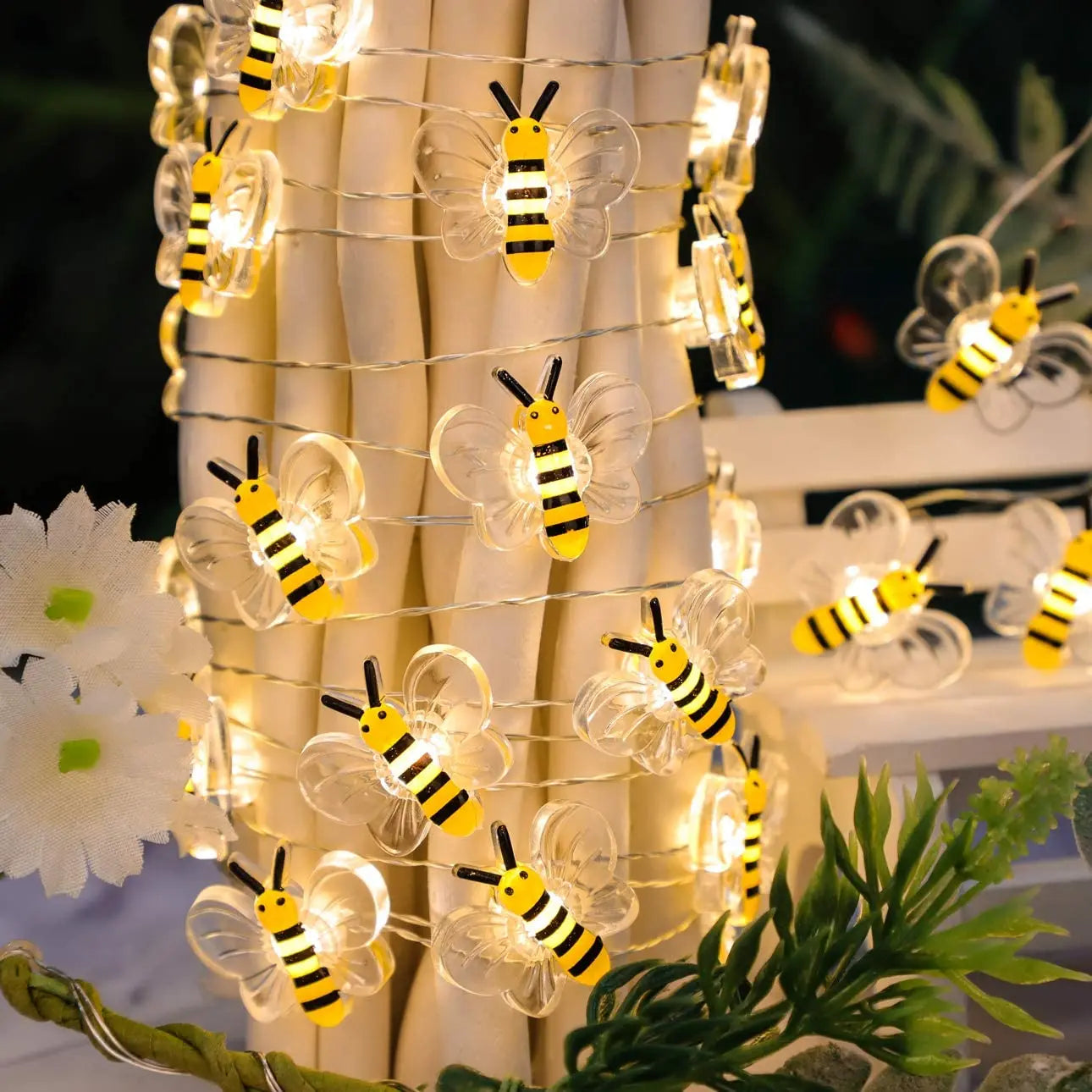 Bee Flower Lights Battery Operated Bee String Lights For Bedroom Plants Patios Party Wedding Xmas Decorative String Lights