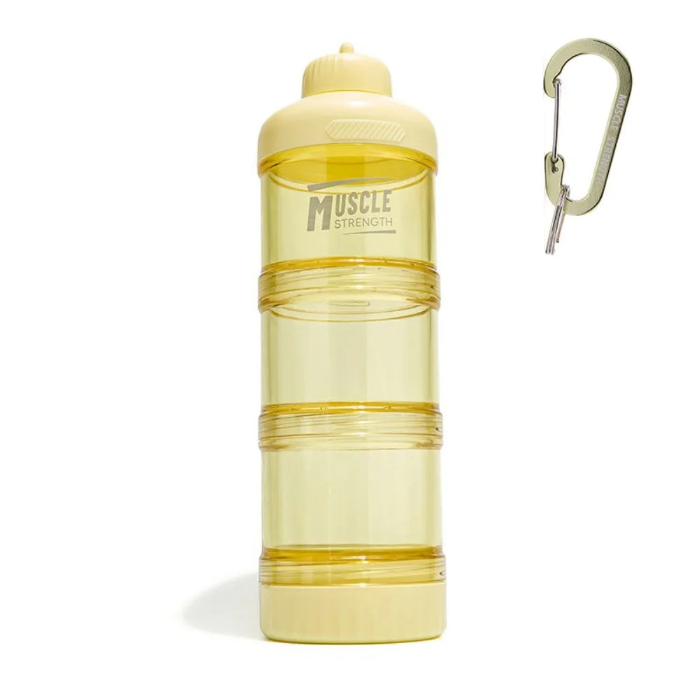 High Quality 1/2/3 Layer Protein Powder Box Portable Plastic Medicine Box with Mountaineering Buckle Layered Storage Snack Can