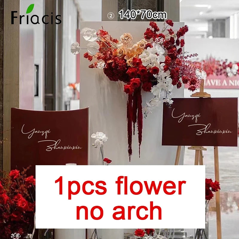 Artificial Rose Hydrangea Peony Flower Row Wedding Arch Backdrop Wall Hanging Floral Hotel Event Party Home Decor Window Display