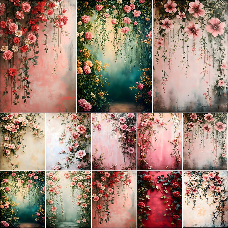 Spring Flower Wall Photography Background Abstract Floral Wedding Birthday PartyDecor Maternity Art Portrait Backdrop Photobooth
