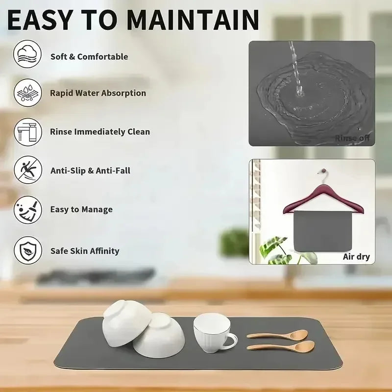 1pcs Household Light Luxury Marble Draining Countertop Diatomite Absorbent Non-Slip Table Mat Kitchen Counter Drain Mat