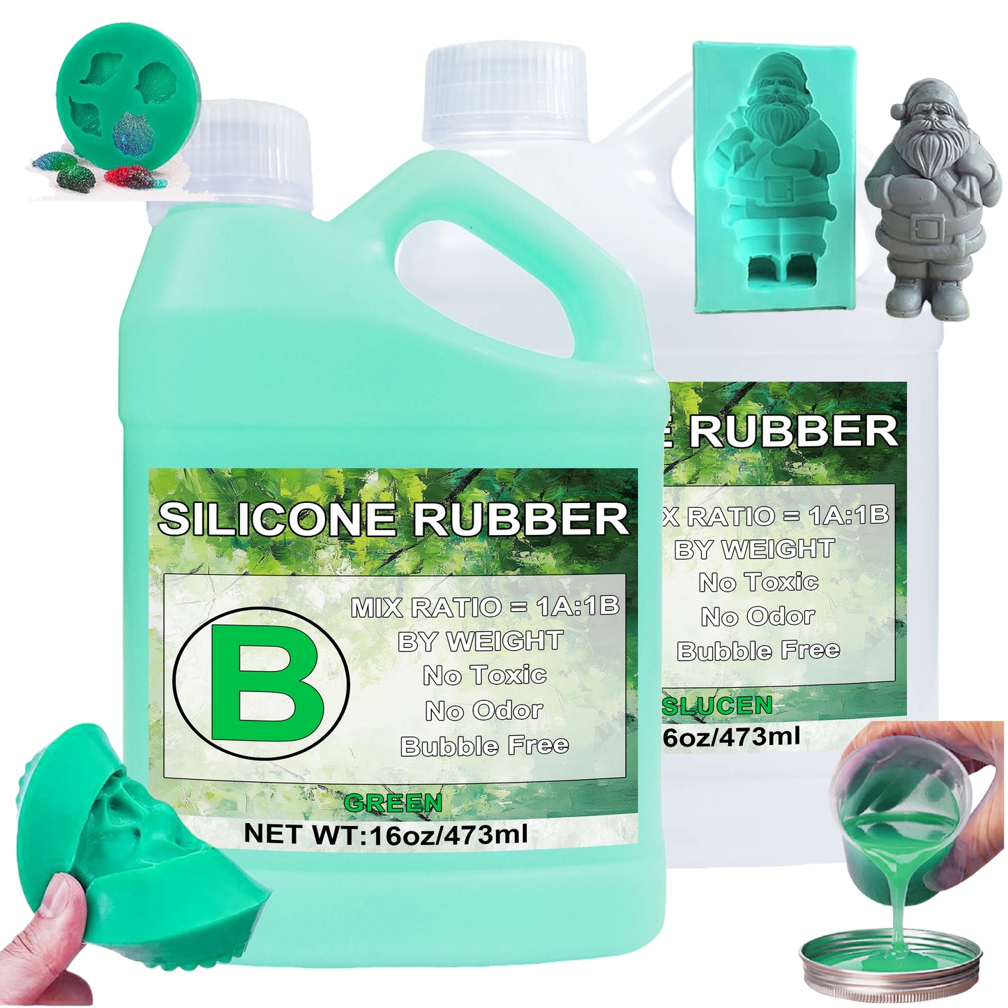 Silicone Mold Making Kit 20A, 32ozGreen  Liquid Silicone Rubber for Mold Making, Fast Cure Mold Maker, Ideal for Casting Resin